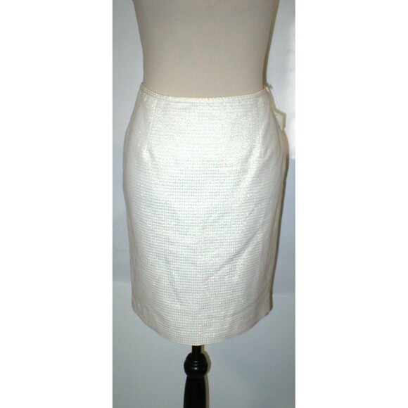 New Womens Calvin Klein Skirt Beige Ivory Metallic Gold Office 6P 6 P White Peti